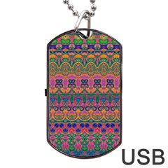Boho Colorful Pattern Dog Tag USB Flash (Two Sides) from ArtsNow.com Front