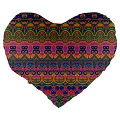 Boho Colorful Pattern Large 19  Premium Heart Shape Cushions from ArtsNow.com Back