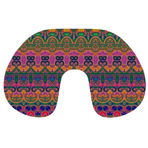 Boho Colorful Pattern Travel Neck Pillow from ArtsNow.com Front
