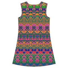 Boho Colorful Pattern Kids  Short Sleeve Velvet Dress from ArtsNow.com Back