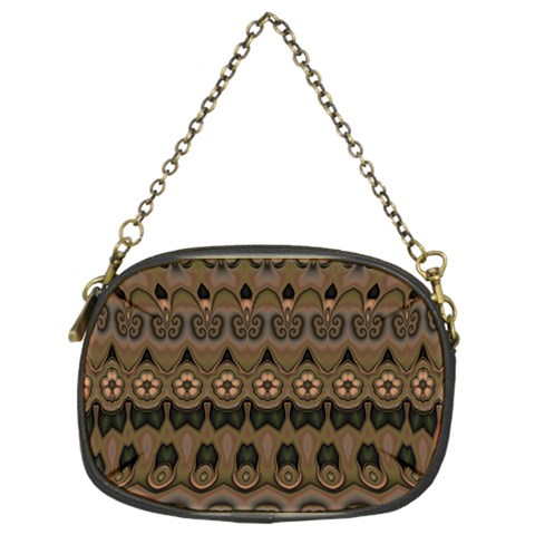 Boho Green Brown Pattern Chain Purse (Two Sides) from ArtsNow.com Front