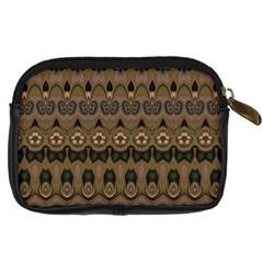 Boho Green Brown Pattern Digital Camera Leather Case from ArtsNow.com Back