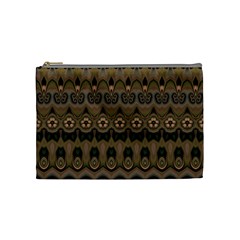 Boho Green Brown Pattern Cosmetic Bag (Medium) from ArtsNow.com Front