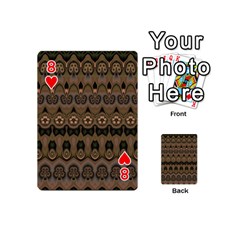 Boho Green Brown Pattern Playing Cards 54 Designs (Mini) from ArtsNow.com Front - Heart8