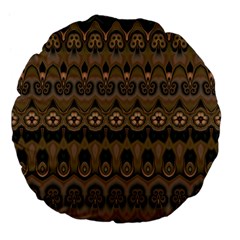 Boho Green Brown Pattern Large 18  Premium Flano Round Cushions from ArtsNow.com Front