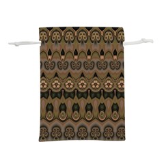 Boho Green Brown Pattern Lightweight Drawstring Pouch (M) from ArtsNow.com Front