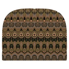 Boho Green Brown Pattern Makeup Case (Large) from ArtsNow.com Back
