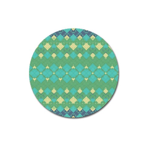 Boho Green Blue Checkered Magnet 3  (Round) from ArtsNow.com Front