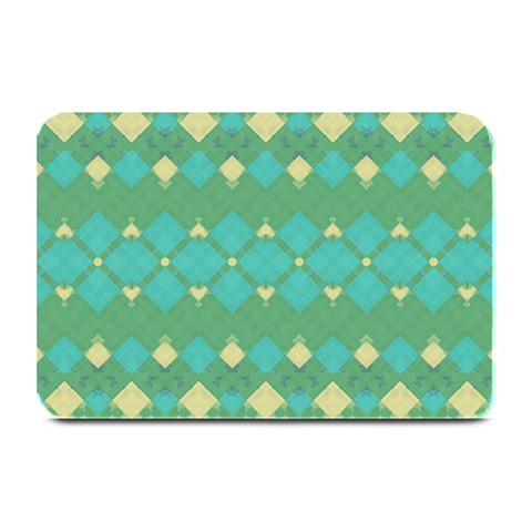 Boho Green Blue Checkered Plate Mats from ArtsNow.com 18 x12  Plate Mat