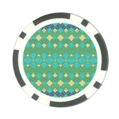 Boho Green Blue Checkered Poker Chip Card Guard (10 pack) from ArtsNow.com Front