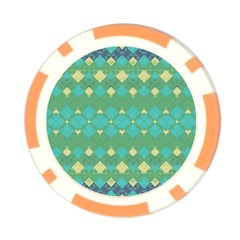 Boho Green Blue Checkered Poker Chip Card Guard (10 pack) from ArtsNow.com Back