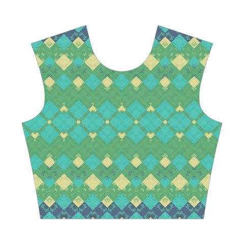 Boho Green Blue Checkered Cotton Crop Top from ArtsNow.com Front