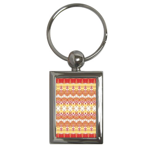 Boho Red Gold White Key Chain (Rectangle) from ArtsNow.com Front