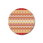 Boho Red Gold White Rubber Round Coaster (4 pack) 