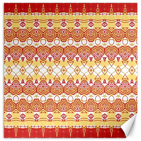 Boho Red Gold White Canvas 12  x 12  from ArtsNow.com 11.4 x11.56  Canvas - 1