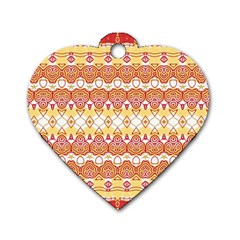 Boho Red Gold White Dog Tag Heart (Two Sides) from ArtsNow.com Front