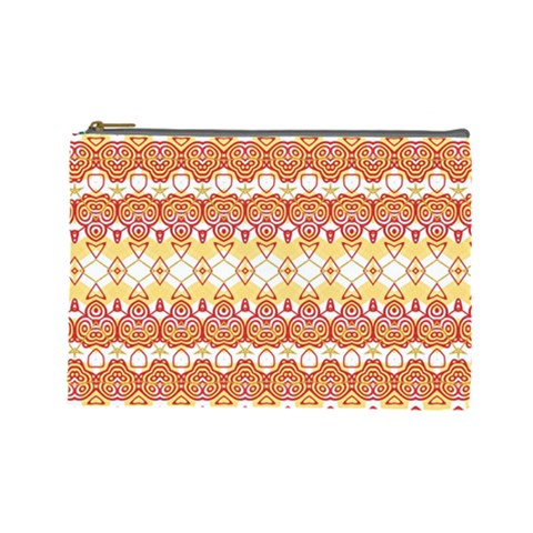 Boho Red Gold White Cosmetic Bag (Large) from ArtsNow.com Front