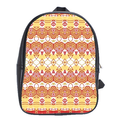 Boho Red Gold White School Bag (XL) from ArtsNow.com Front