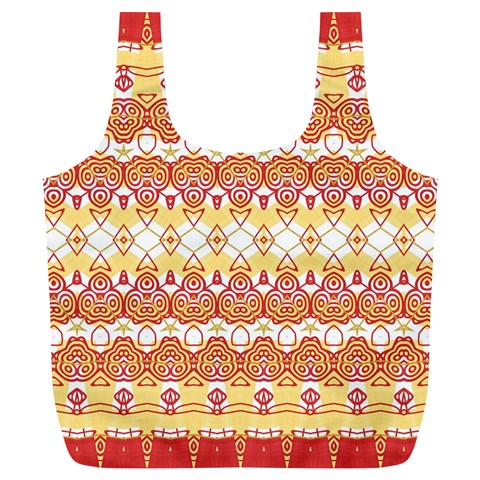 Boho Red Gold White Full Print Recycle Bag (XL) from ArtsNow.com Front