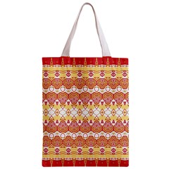 Boho Red Gold White Zipper Classic Tote Bag from ArtsNow.com Front
