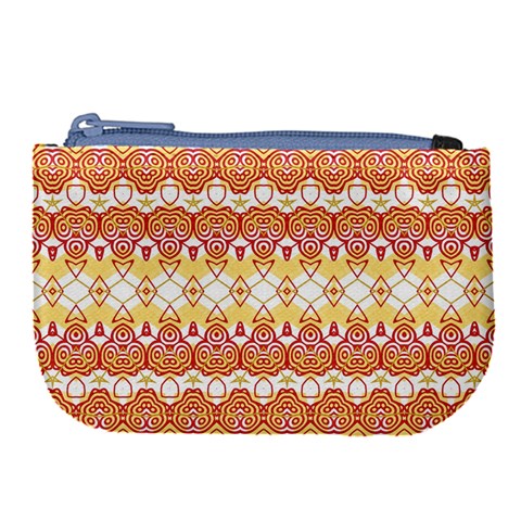 Boho Red Gold White Large Coin Purse from ArtsNow.com Front