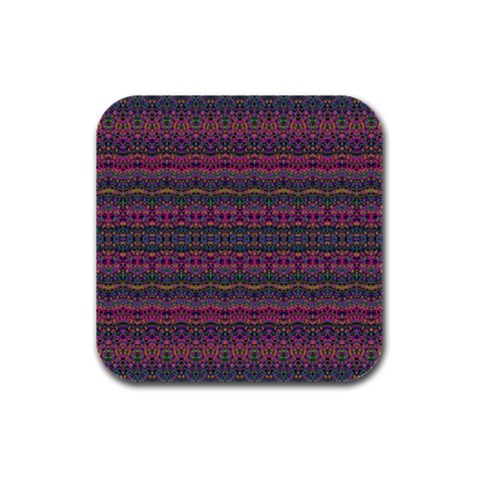 Boho Pink Mauve Blue Rubber Square Coaster (4 pack)  from ArtsNow.com Front