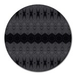 Boho Black Grey Pattern Round Mousepads