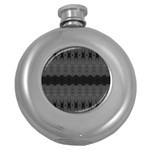 Boho Black Grey Pattern Round Hip Flask (5 oz)