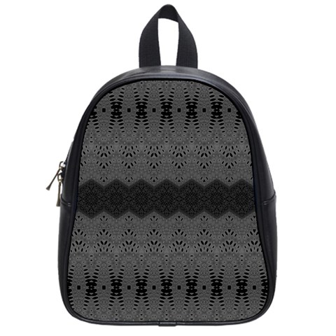 Boho Black Grey Pattern School Bag (Small) from ArtsNow.com Front