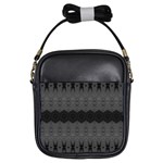 Boho Black Grey Pattern Girls Sling Bag