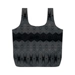 Boho Black Grey Pattern Full Print Recycle Bag (M)