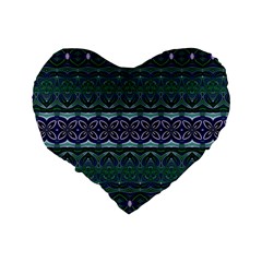 Boho Blue Green  Standard 16  Premium Heart Shape Cushions from ArtsNow.com Back