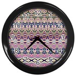 Colorful Boho Pattern Wall Clock (Black)