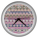 Colorful Boho Pattern Wall Clock (Silver)