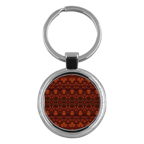 Boho Dark Red Floral Key Chain (Round) from ArtsNow.com Front