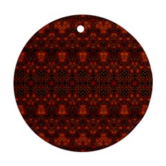Boho Dark Red Floral Round Ornament (Two Sides) from ArtsNow.com Back