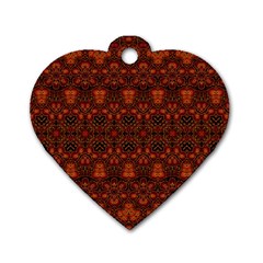 Boho Dark Red Floral Dog Tag Heart (Two Sides) from ArtsNow.com Back