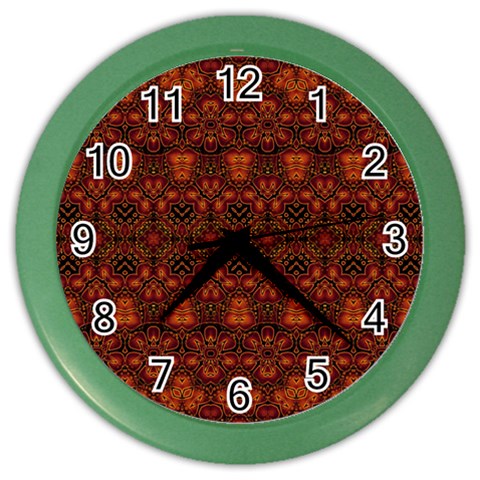 Boho Dark Red Floral Color Wall Clock from ArtsNow.com Front