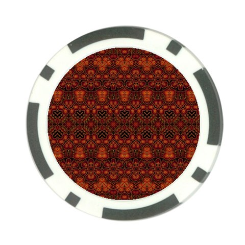 Boho Dark Red Floral Poker Chip Card Guard from ArtsNow.com Front