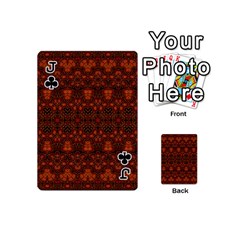 Jack Boho Dark Red Floral Playing Cards 54 Designs (Mini) from ArtsNow.com Front - ClubJ