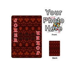 Boho Dark Red Floral Playing Cards 54 Designs (Mini) from ArtsNow.com Front - Joker2