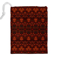 Boho Dark Red Floral Drawstring Pouch (4XL) from ArtsNow.com Back