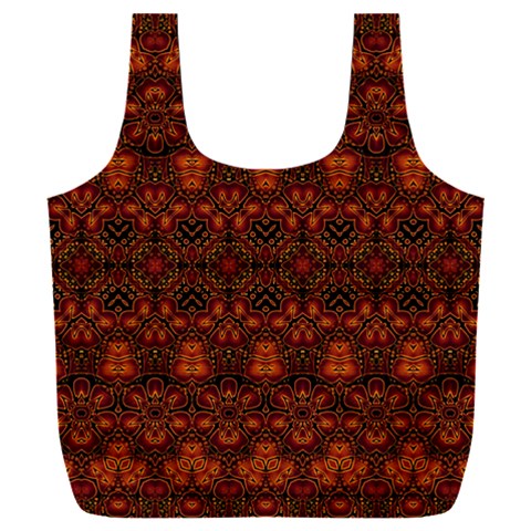 Boho Dark Red Floral Full Print Recycle Bag (XXL) from ArtsNow.com Front