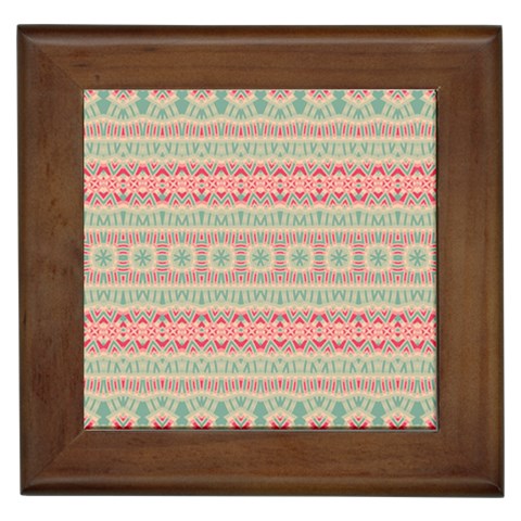 Boho Teal Pink Framed Tile from ArtsNow.com Front