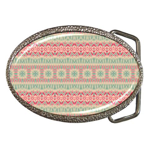 Boho Teal Pink Belt Buckles from ArtsNow.com Front