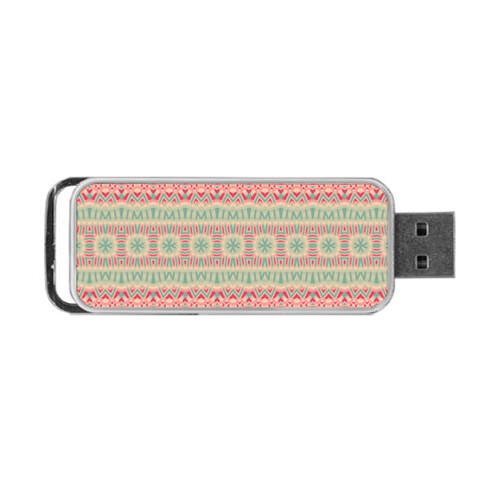 Boho Teal Pink Portable USB Flash (One Side) from ArtsNow.com Front