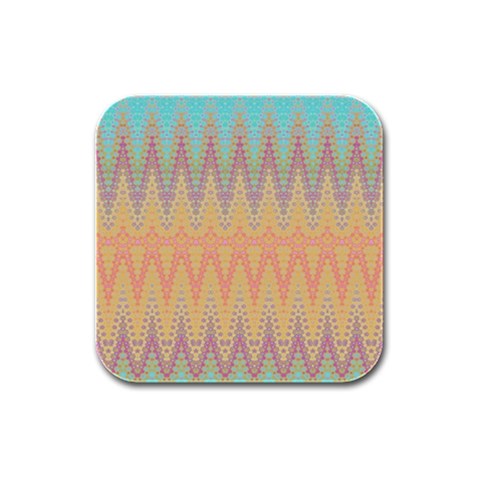 Boho Pastel Colors Rubber Square Coaster (4 pack)  from ArtsNow.com Front