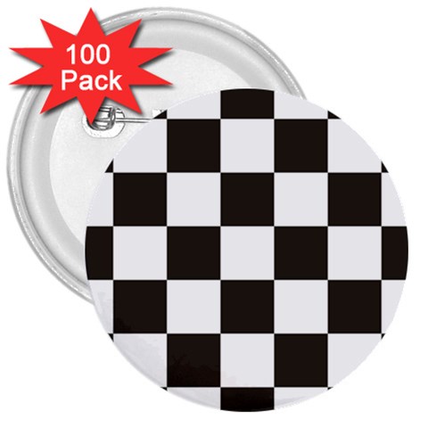 Chequered Flag 3  Buttons (100 pack)  from ArtsNow.com Front