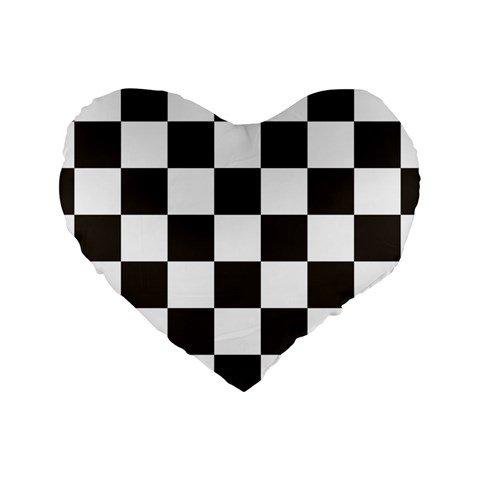 Chequered Flag Standard 16  Premium Heart Shape Cushions from ArtsNow.com Front