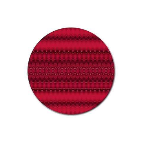 Crimson Red Pattern Rubber Coaster (Round)  from ArtsNow.com Front